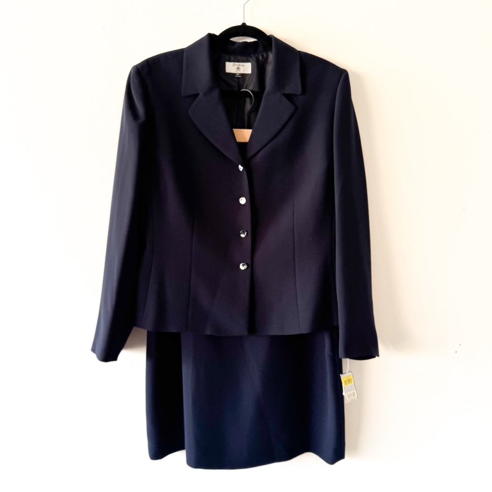 Stresa Navy Blazer with Belt and Skirt Set Size 16P